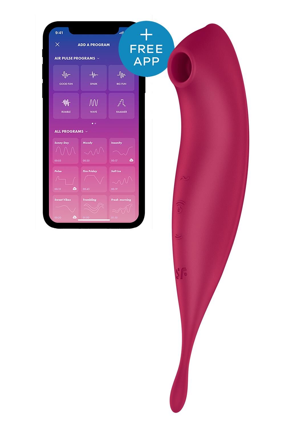 Смарт-вибратор для клитора с вакуумной стимуляцией Satisfyer Twirling Pro+ dark red в DIDO