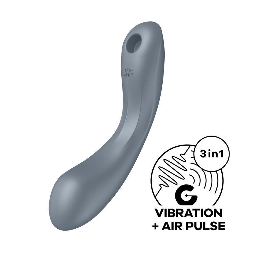 Вакуумный стимулятор с вибрацией Satisfyer Curvy Trinity 1 Bluegrey, игрушка 3в1 в DIDO