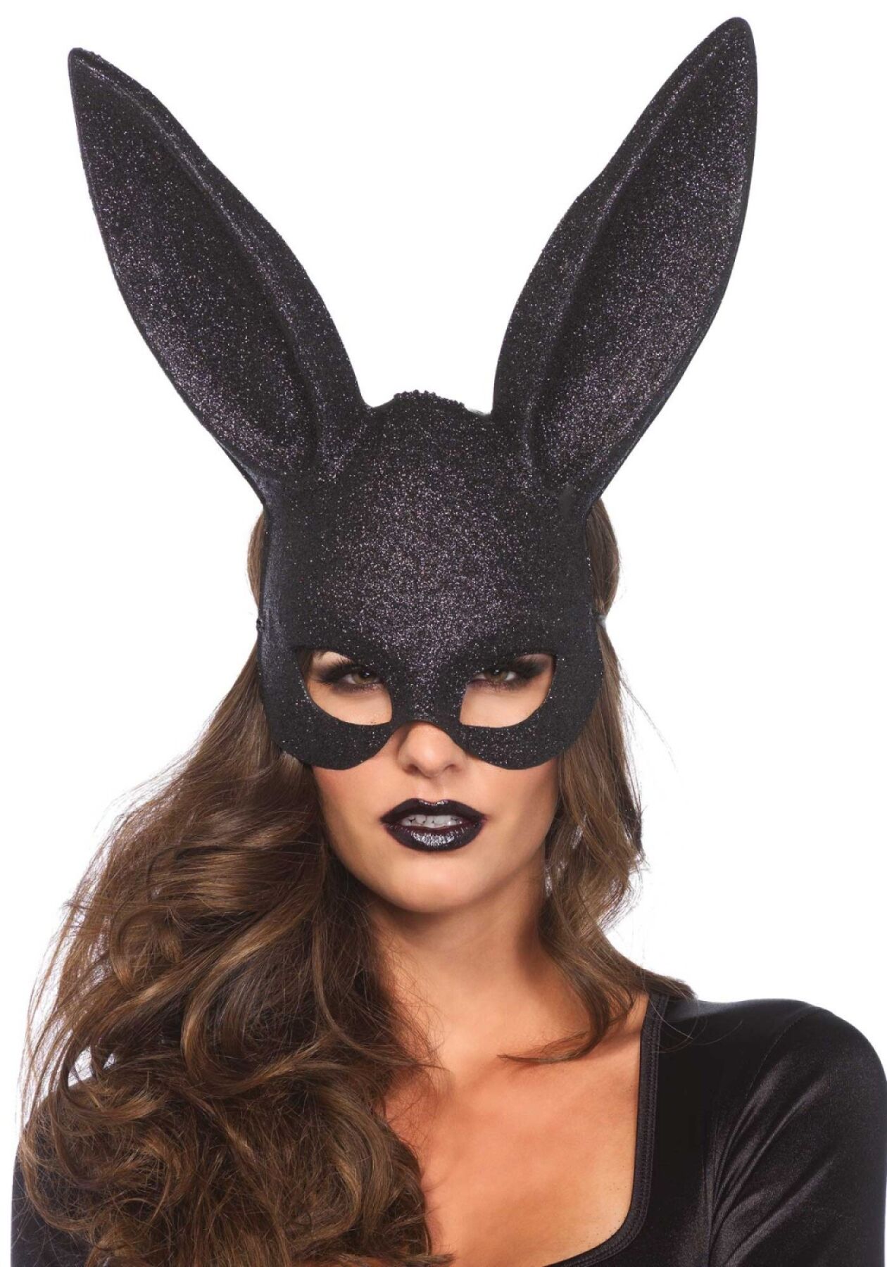 Сверкающая маска кролика Leg Avenue Glitter masquerade rabbit mask Black в DIDO