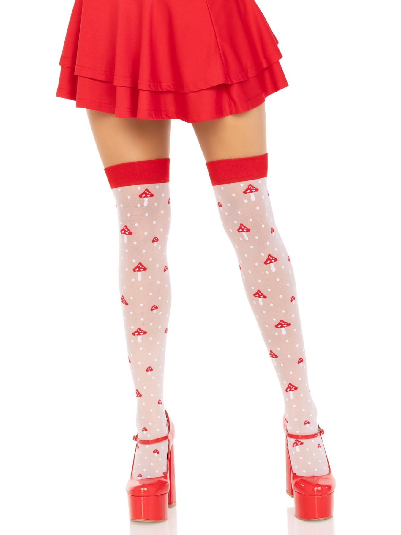 Панчохи Leg Avenue Polka Dot Mushroom Thigh Highs One Size в DIDO