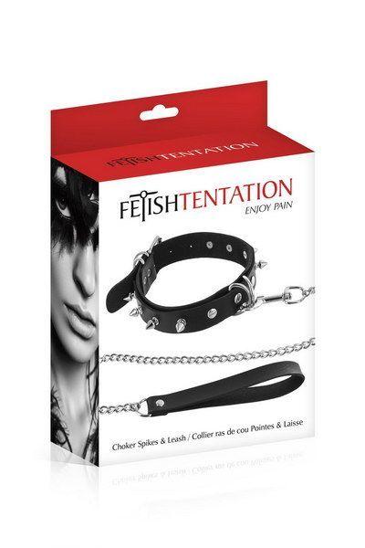 Ошейник с шипами и с поводком Fetish Tentation Spikes and Leash в DIDO