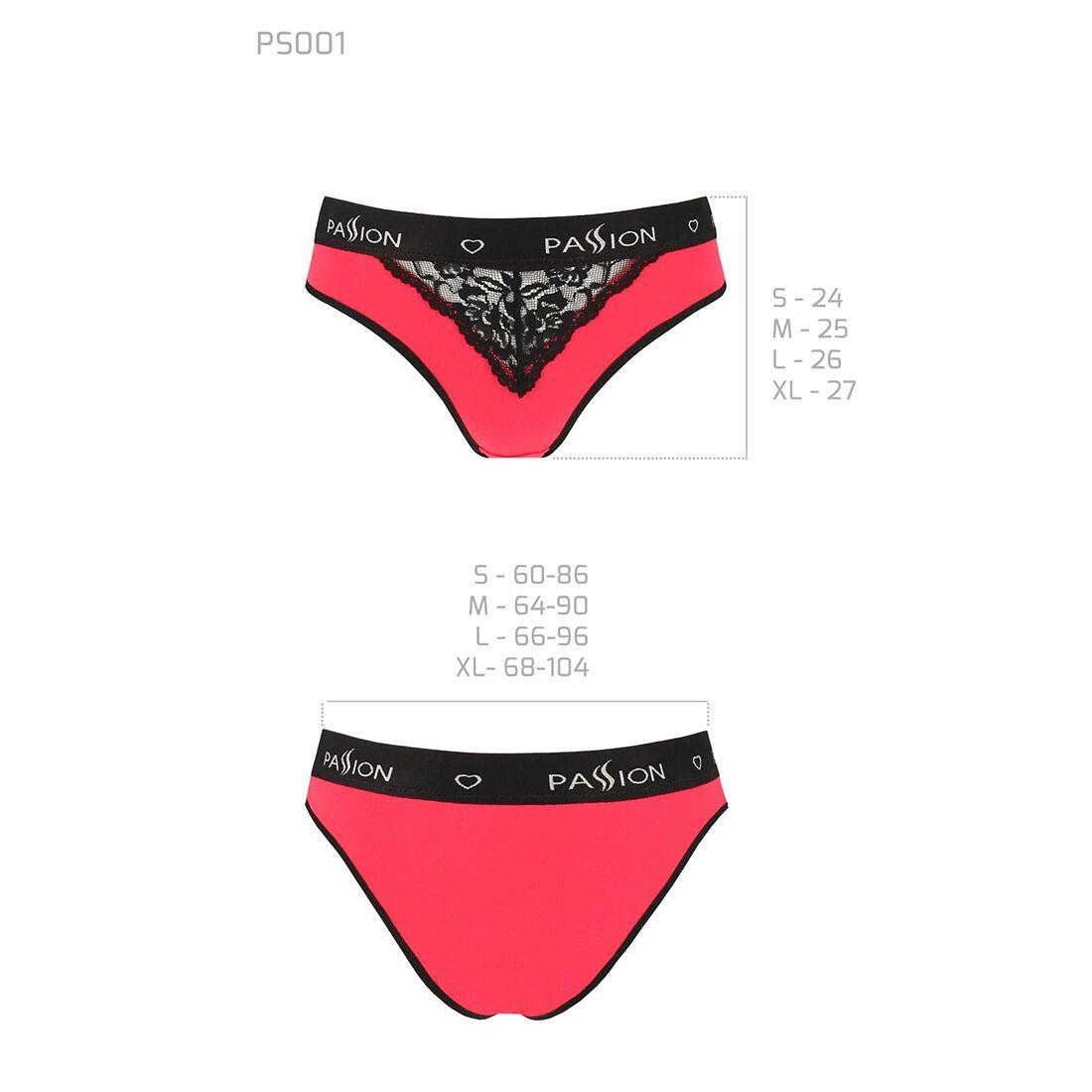 Трусики з широкою гумкою та мереживом Passion PS001 PANTIES M, red-black в DIDO