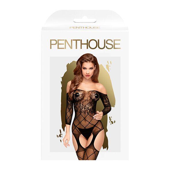 Бодистокинг с флористическо-геометрическим орнаментом Penthouse - Top-Notch Black S/L в DIDO