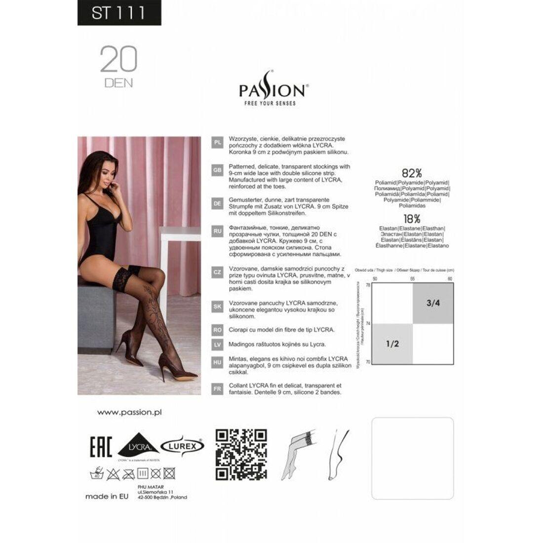 Колготки с эффектом чулок на подвязках Passion TI112 3/4 (60/20 den), nero-roso в DIDO