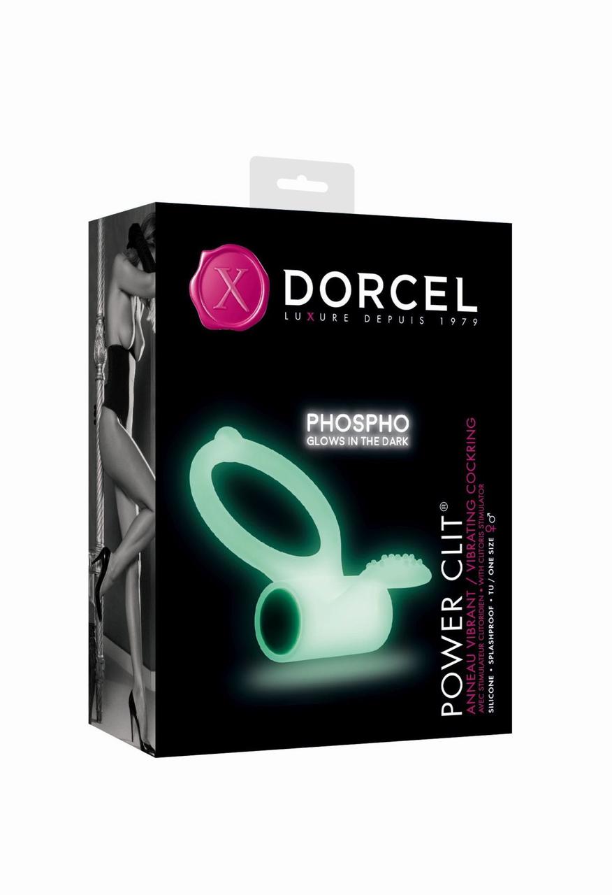 Кільце ерекційне Dorcel Power Clit White PHOSPHO з вібрацією, біле, світиться в темряві в DIDO