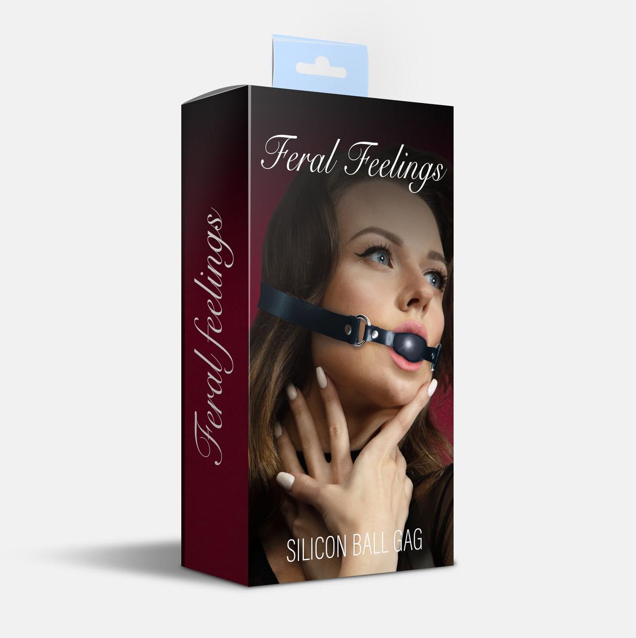 Кляп силіконовий Feral Feelings Silicon Ball Gag Black/Black, чорний ремінь, чорна кулька в DIDO