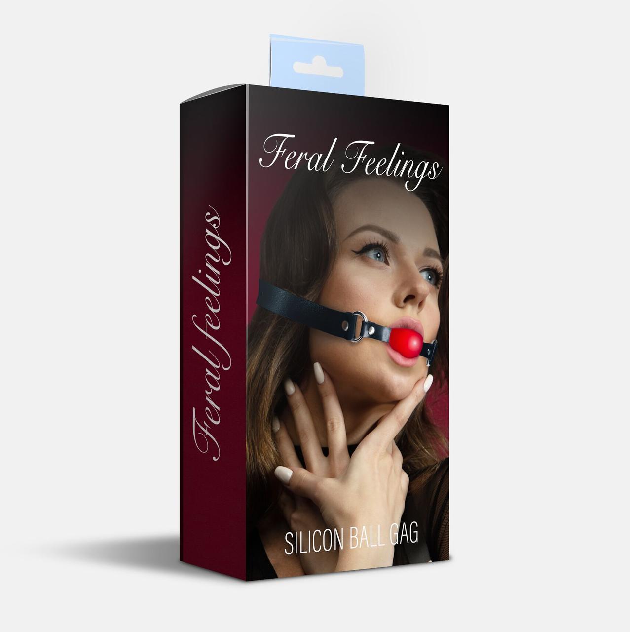 Кляп силіконовий Feral Feelings Silicon Ball Gag Black/Red, чорний ремінь, червона кулька в DIDO
