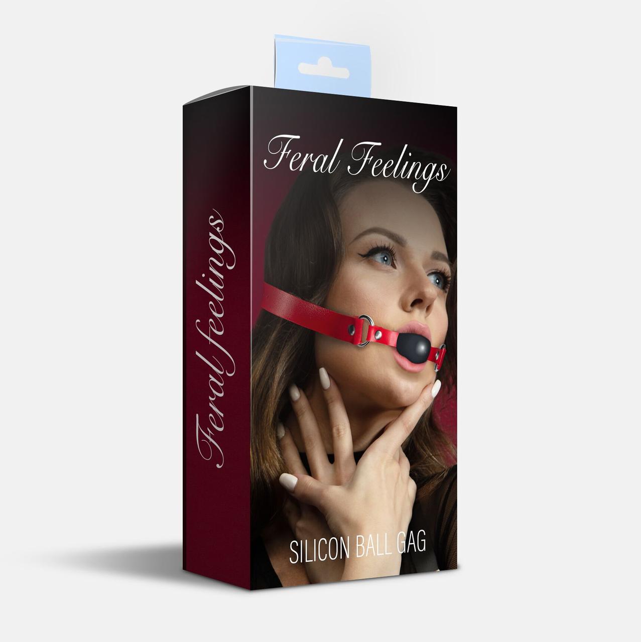 Кляп силіконовий Feral Feelings Silicon Ball Gag Red/Black, червоний ремінь, чорна кулька в DIDO
