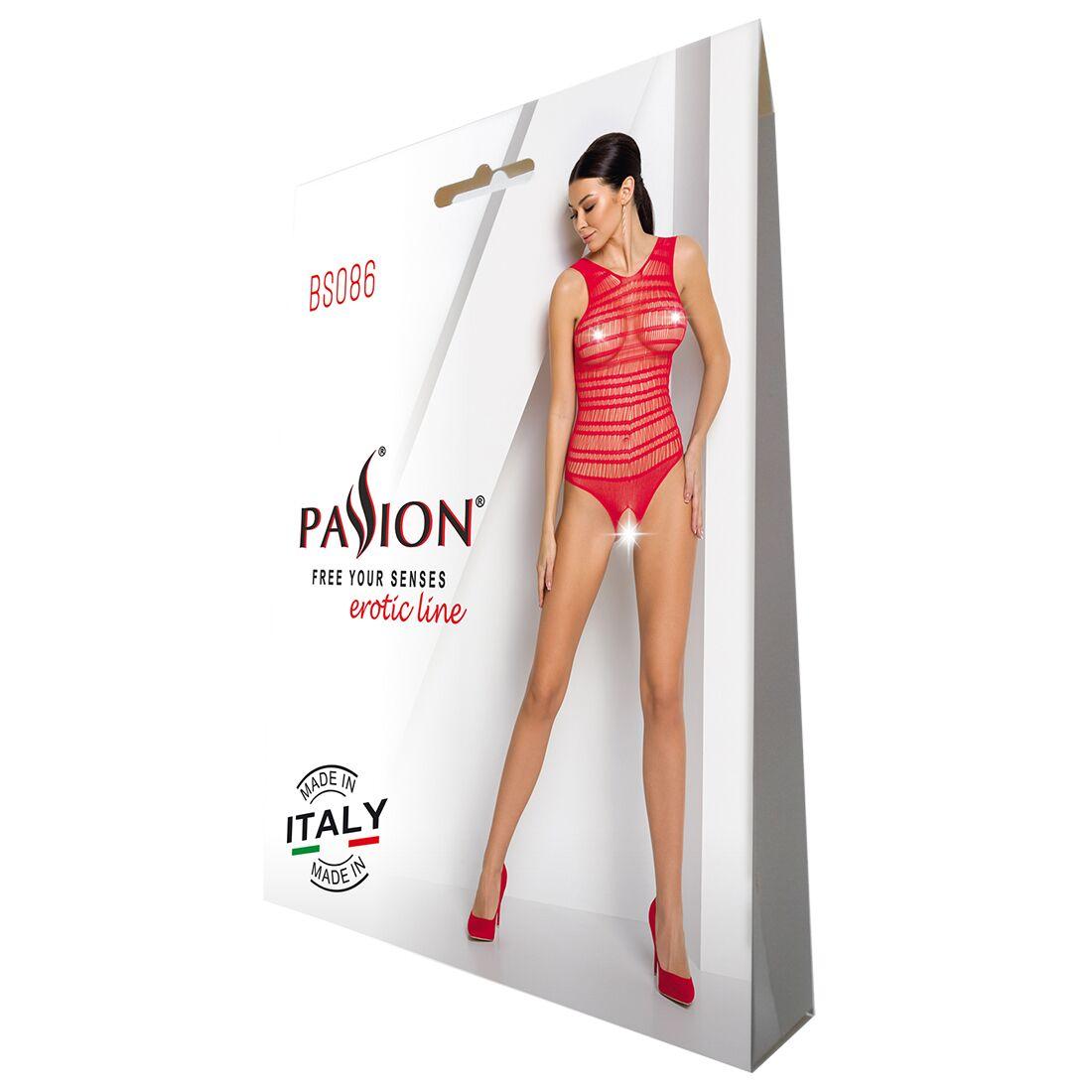 Бодістокінг з доступом Passion BS086 red, вертикальна сітка, виріз на спинці у DIDO