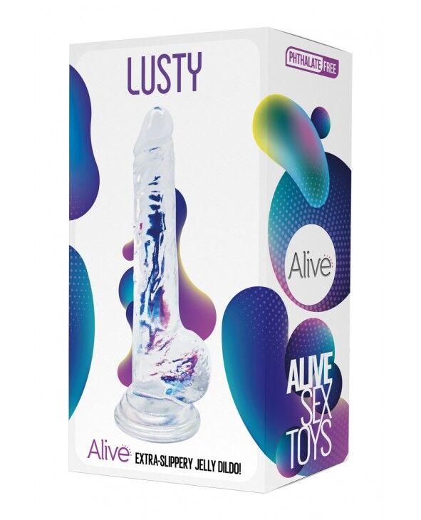 Прозрачный фаллоимитатор Alive Jelly Dildo Lusty, ТПЕ, присоска, диаметр 3,2см, длина 18см в DIDO