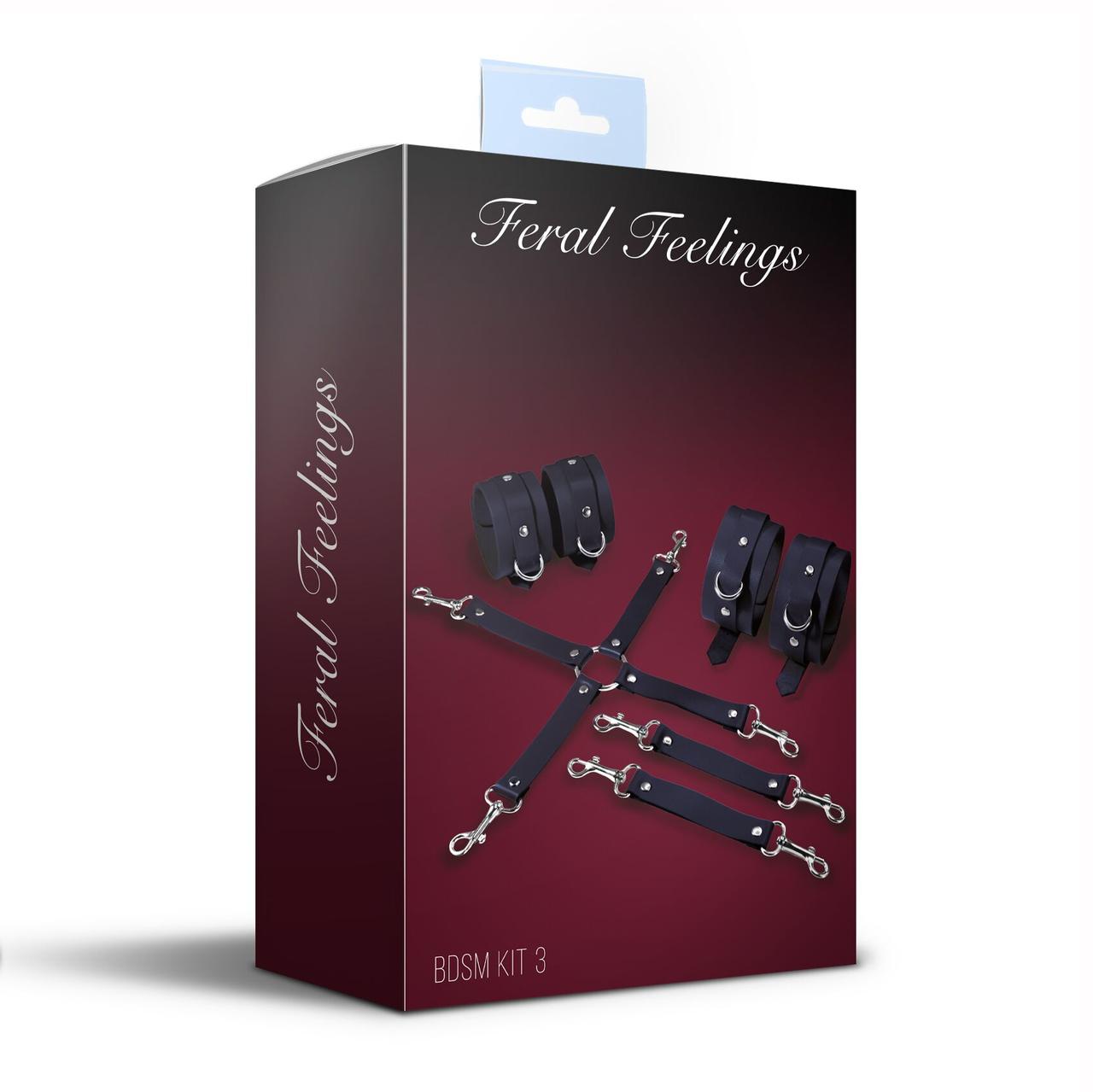 Набір для БДСМ 3 в 1 Feral Feelings BDSM Kit 3 Black, black, наручники, поножі, хрестовина в DIDO