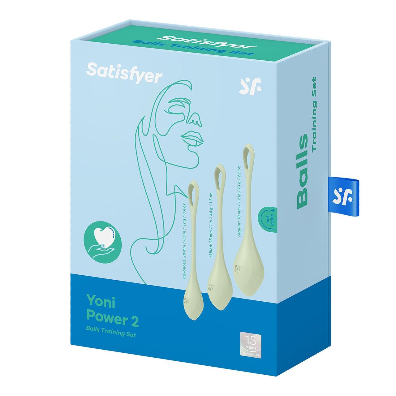 Набір йоні намистин Satisfyer Yoni Power 2 Light Green, діаметр 2-2,5-3см, вага 22-44-73гр в DIDO