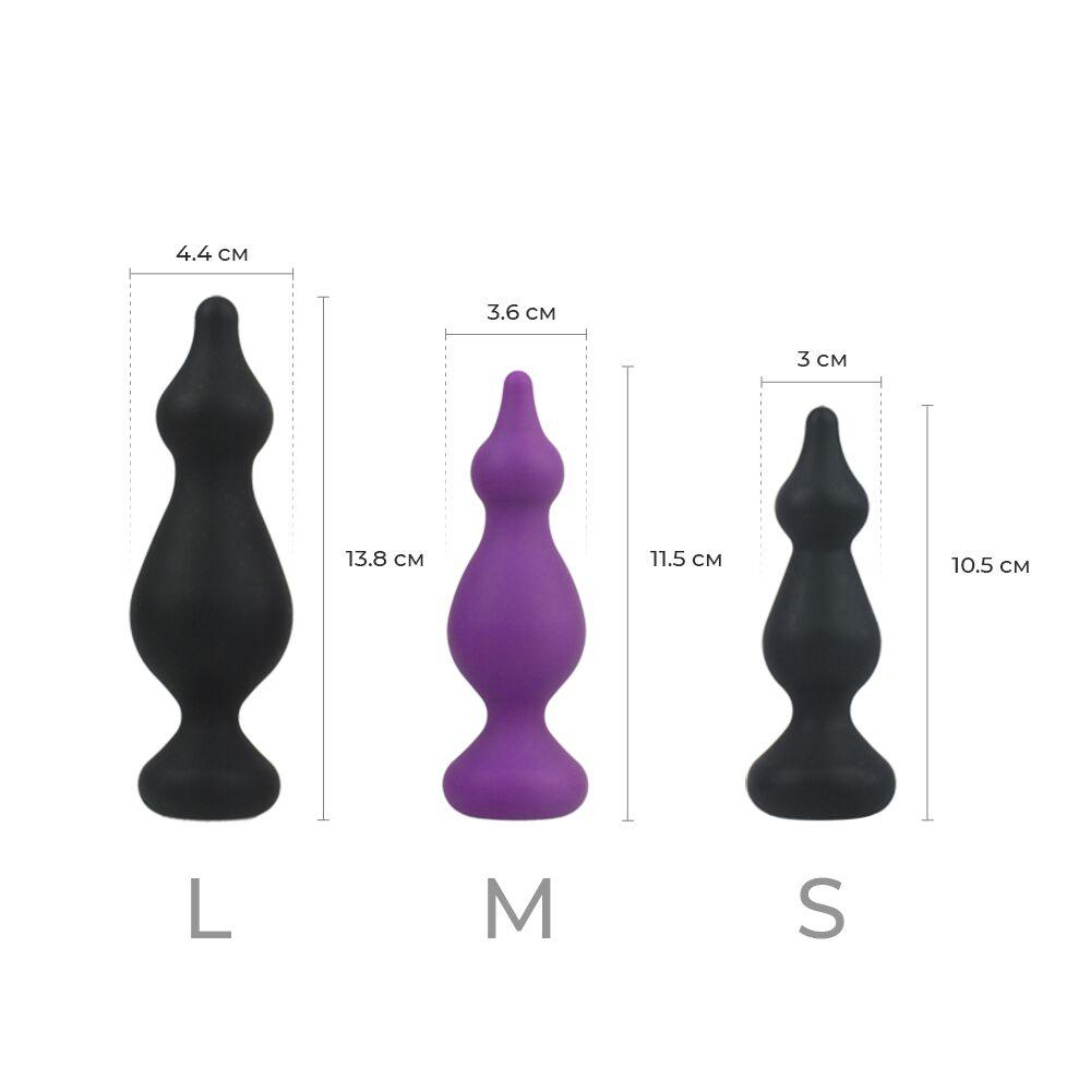 Анальная пробка Adrien Lastic Amuse Big Black (L) с двумя переходами, макс. диаметр 4,4см в DIDO