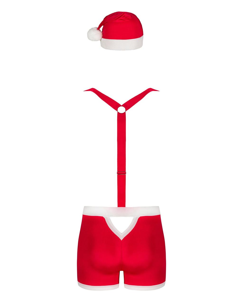 Мужской эротический костюм Санта-Клауса Obsessive Mr Claus L/XL, боксеры на подтяжках, шапочка с пом в DIDO
