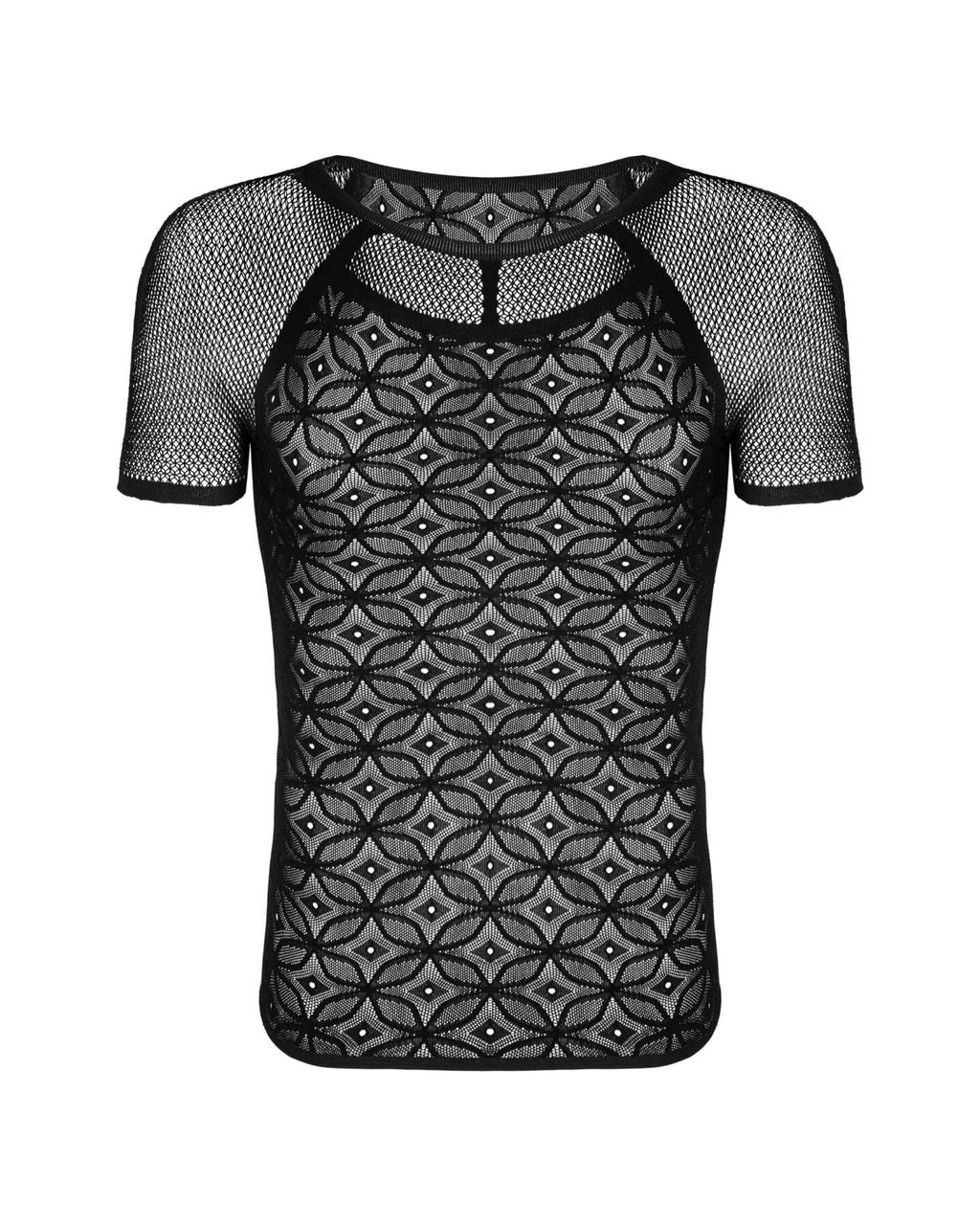 Мужская полупрозрачная футболка с орнаментом Obsessive T102 T-shirt S/M/L, черная в DIDO