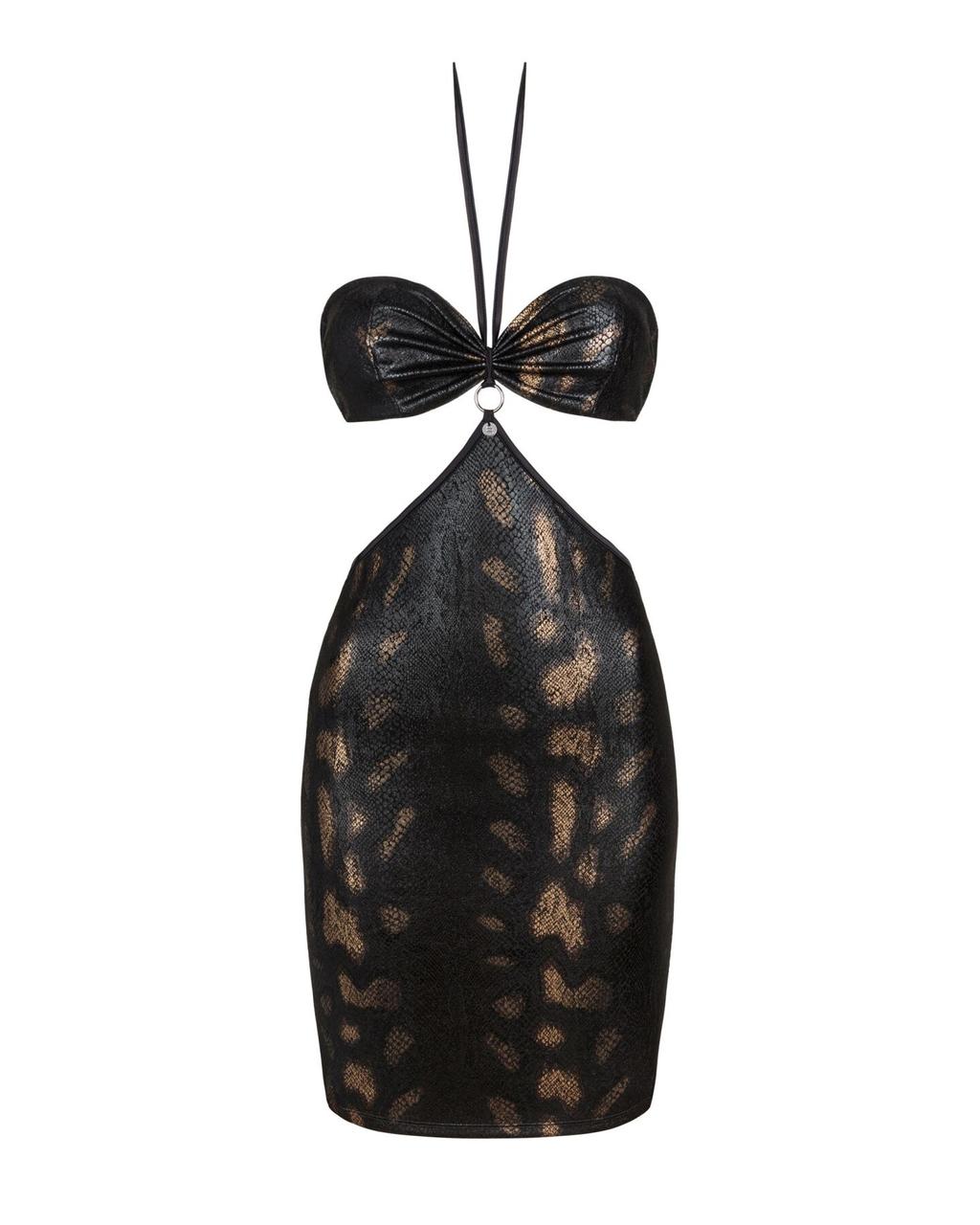 Платье под змеиную кожу Obsessive Vivianty dress XS/S, черное в DIDO