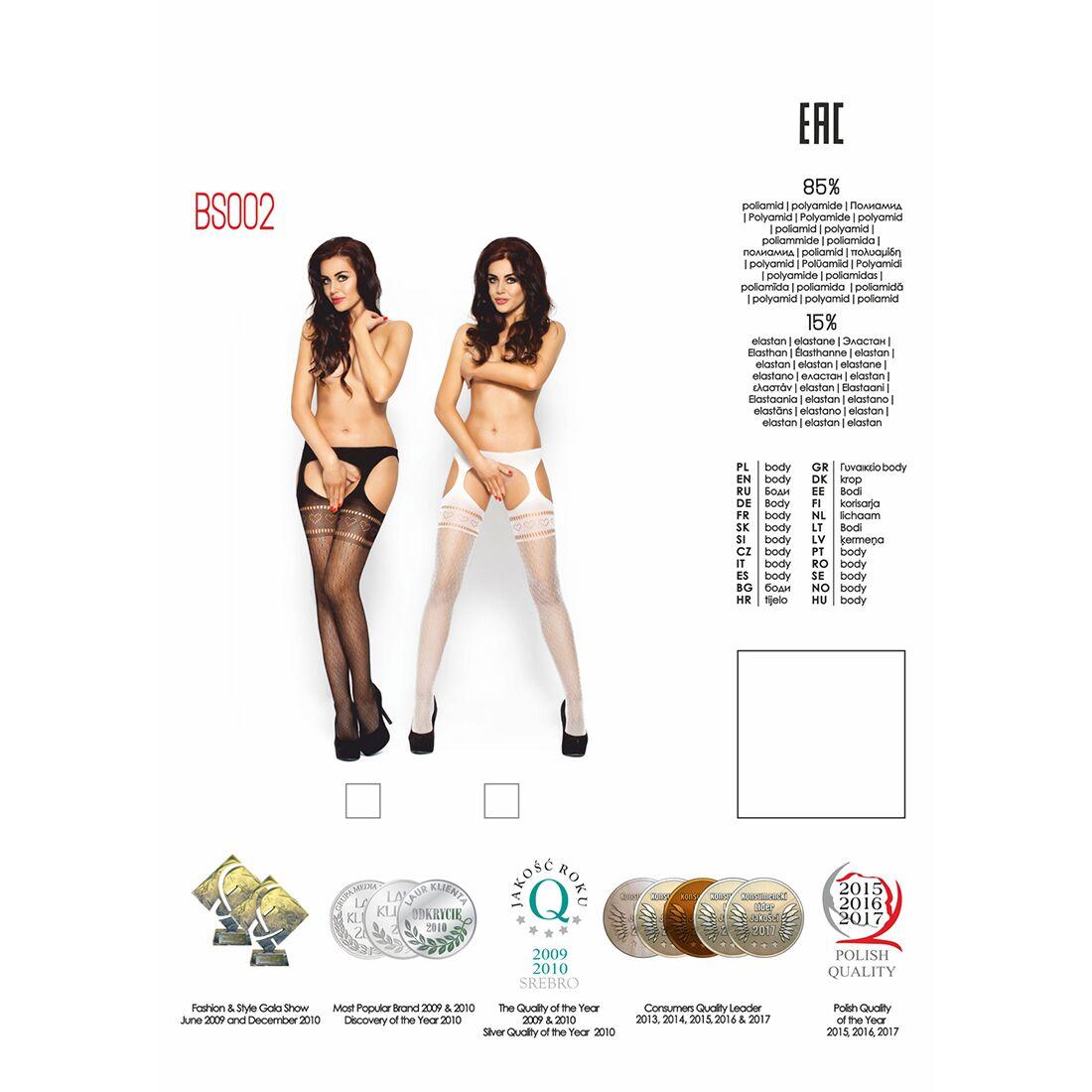 Бодістокінг Passion BS002 white, імітація панчох та поясів у DIDO