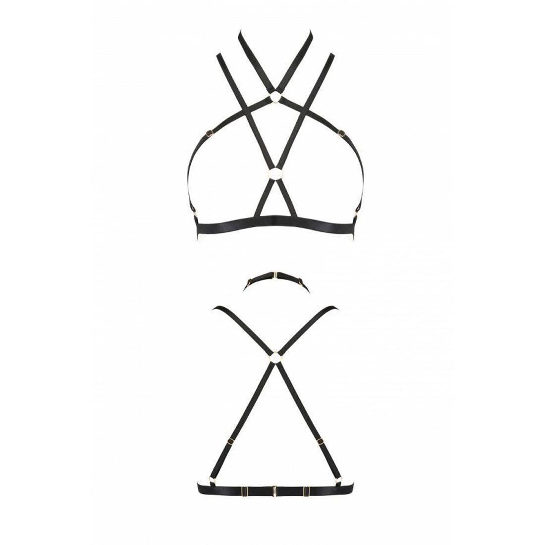 Портупея-стрепи Passion Exclusive KELIS BRA XXL/XXXL, black, трусики в комплекті в DIDO