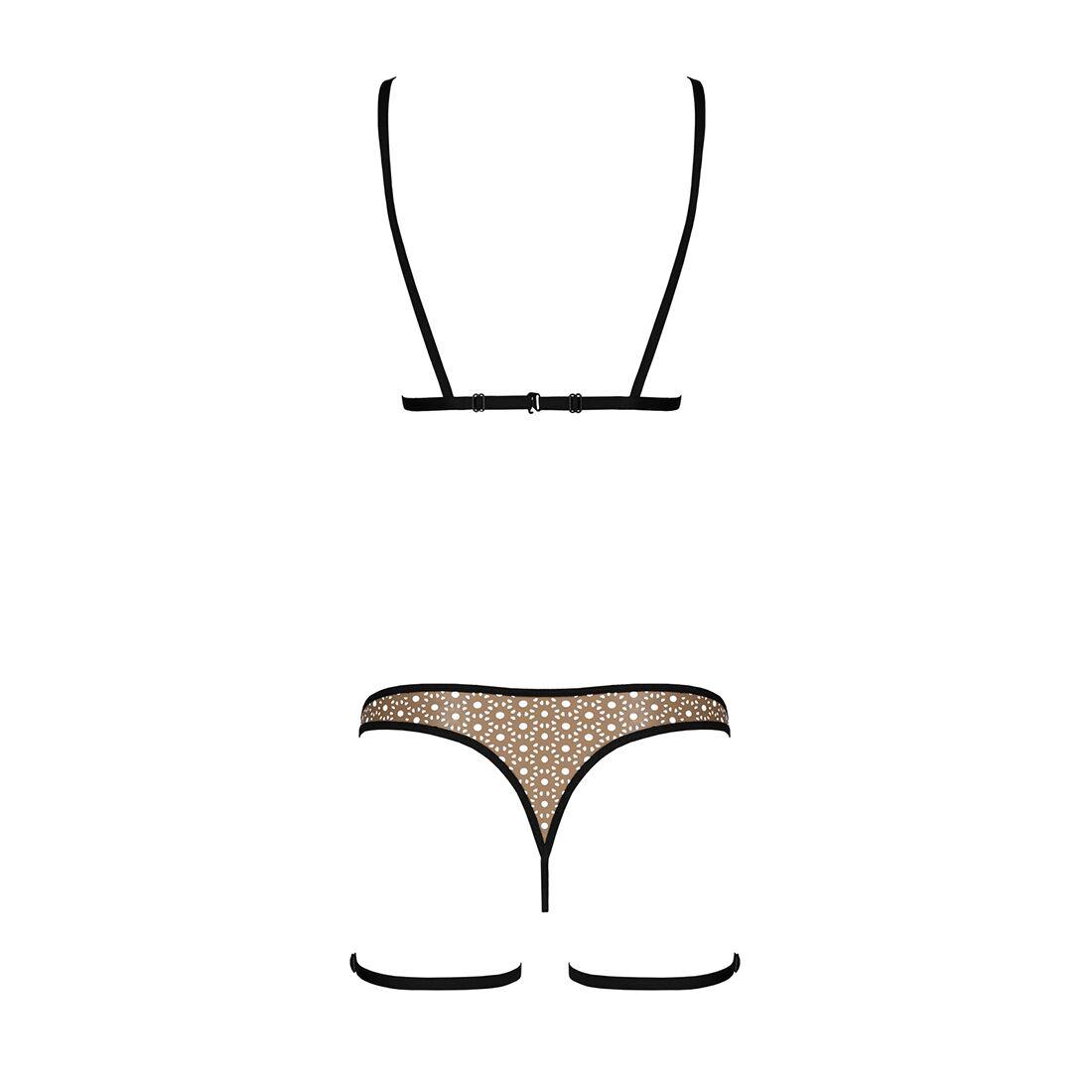 Еротичний комплект спідньої білизни Passion GABI SET L/XL beige, трусики з гартерами в DIDO