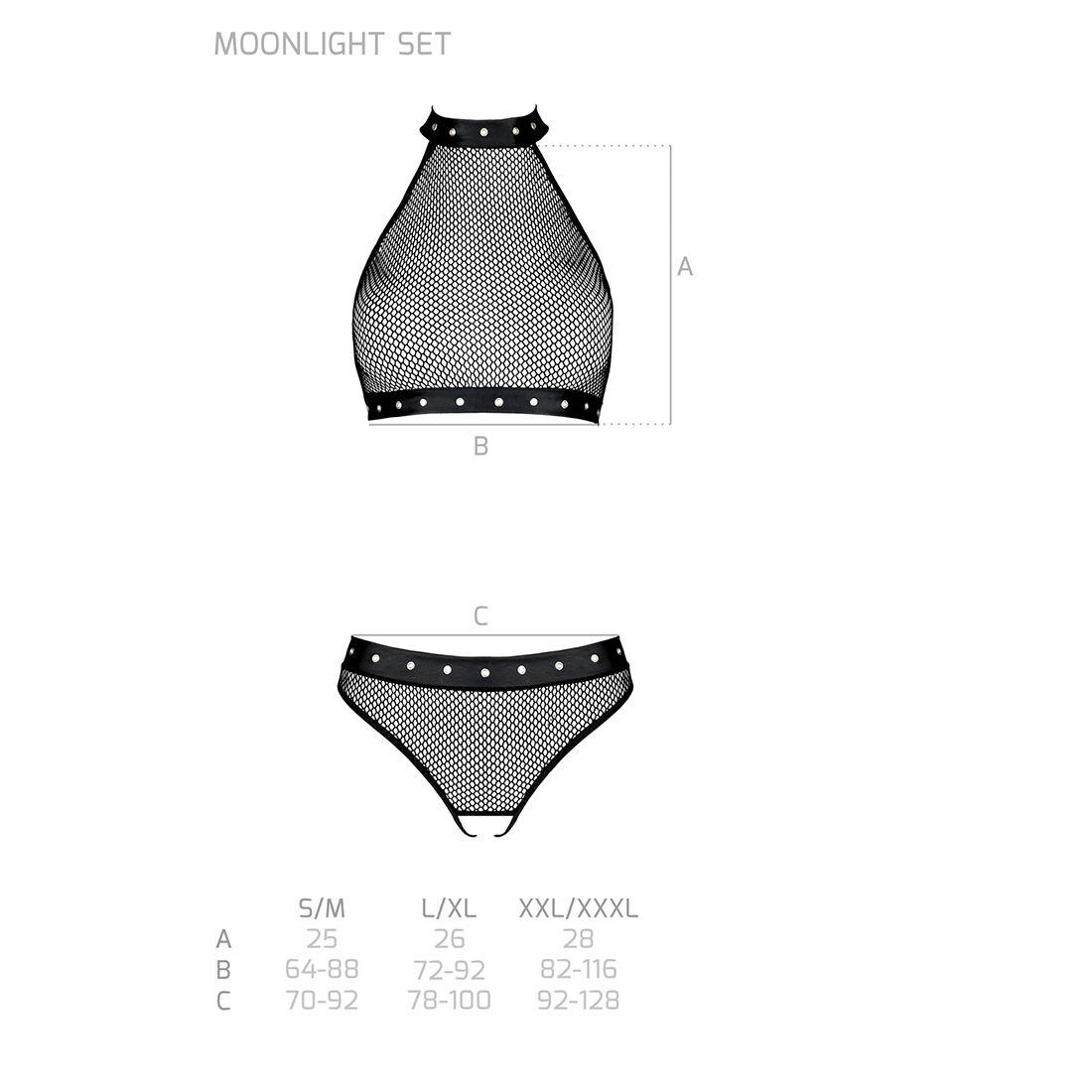 Білизна з відкритим доступом Passion MOONLIGHT SET XXL/XXXL black, топ, стрінги у DIDO