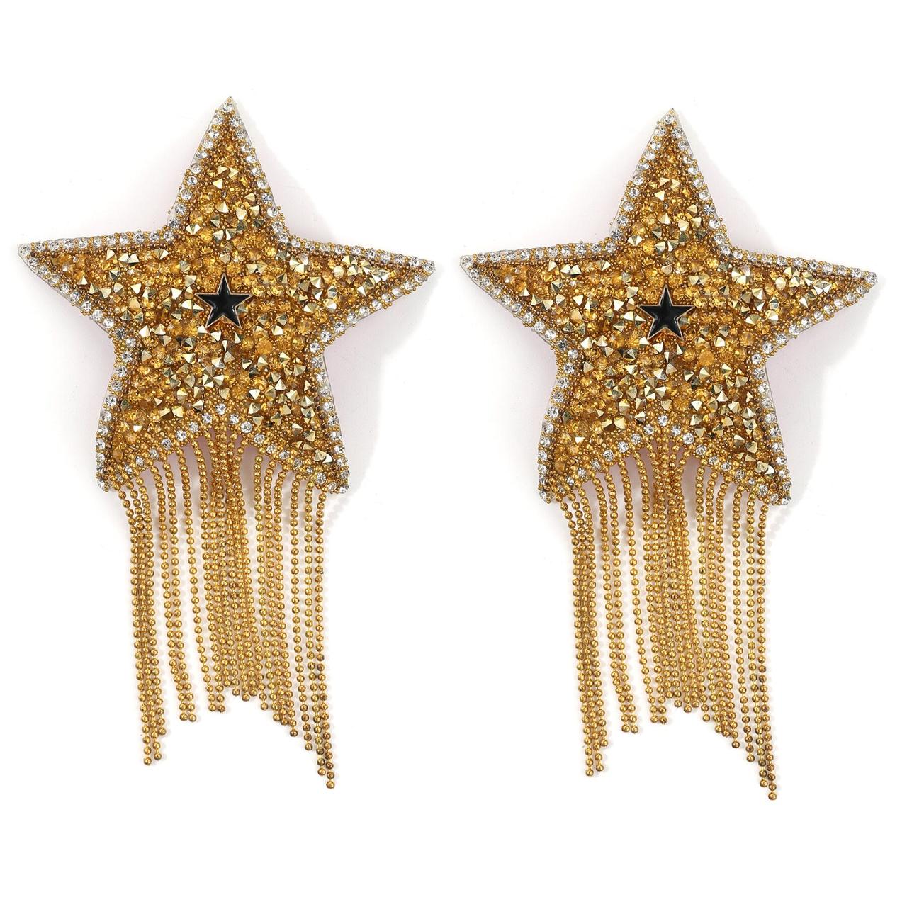 Пестіс-зірки з бахромою JSY Nipple Sticker RT236112 Gold, стікери в DIDO