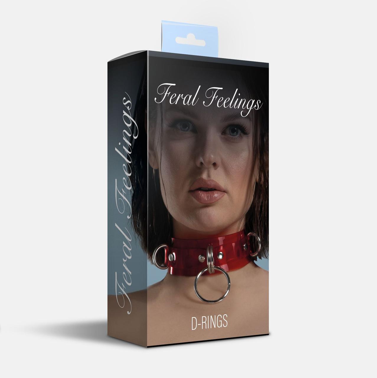 Ошейник для фиксации Feral Feelings - D-Rings Red Trasparent в DIDO