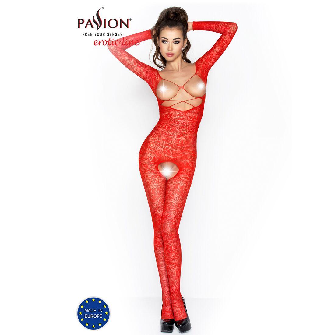Бодістокінг Passion BS031 red, комбінезон з відкритими грудьми в DIDO