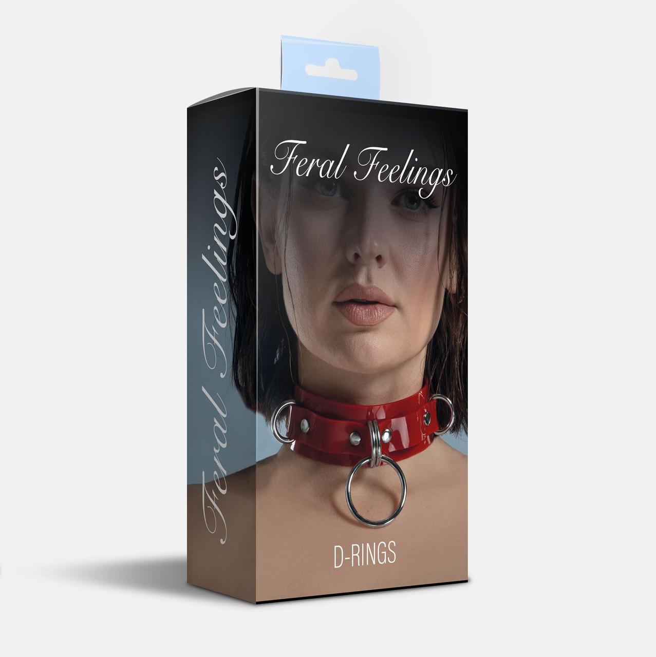 Ошейник для фиксации Feral Feelings - D-Rings Red в DIDO