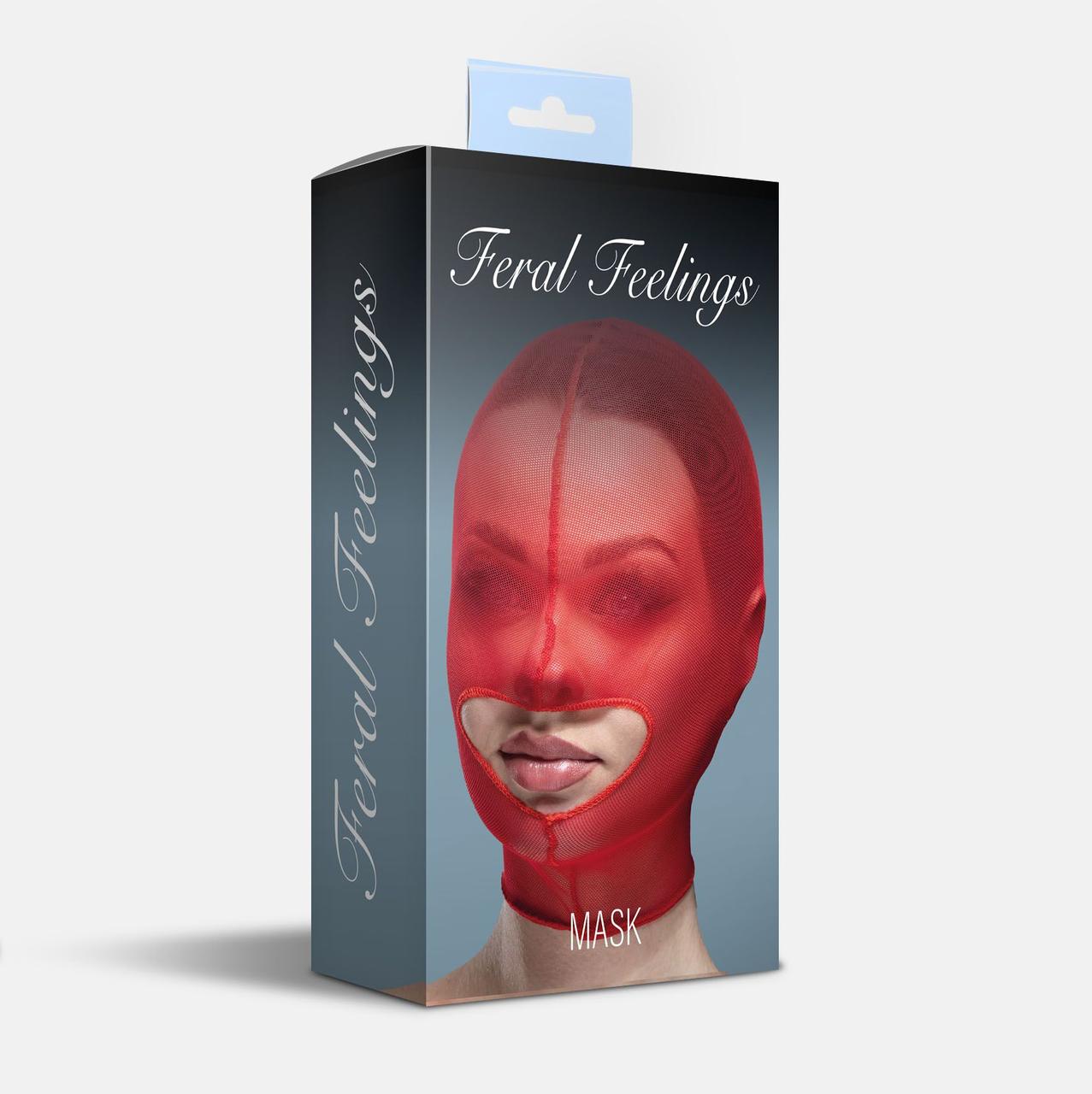Маска сітка з відкритим ротом Feral Feelings - Hood Mask Red в DIDO