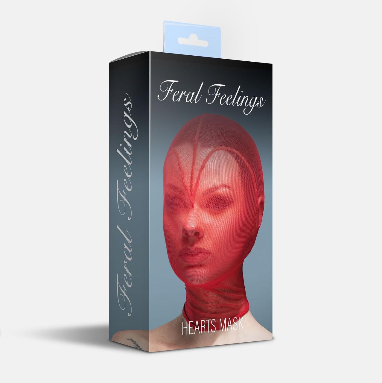 Маска серце сітка з повністю закритим обличчям Feral Feelings - Hearts Mask Red/Red у DIDO
