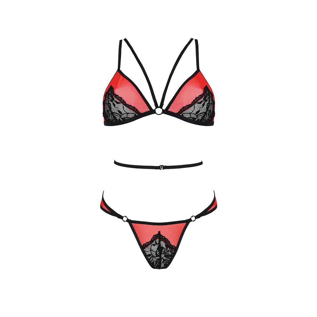 Комплект білизни Passion PEONIA SET XXL/XXXL red, бра, трусики в DIDO