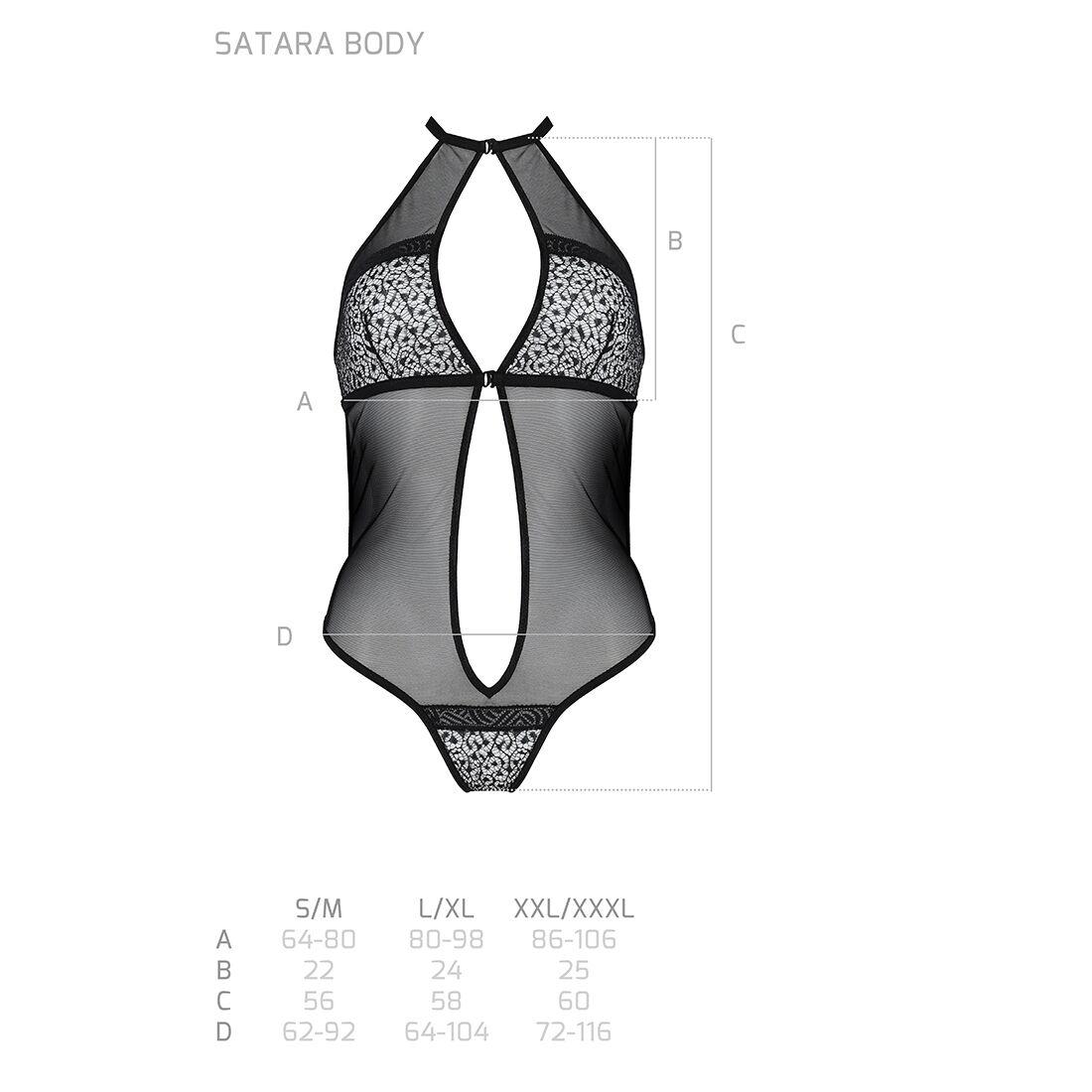 Сітчасте боді з мереживом на грудях Passion SATARA BODY L/XL black в DIDO