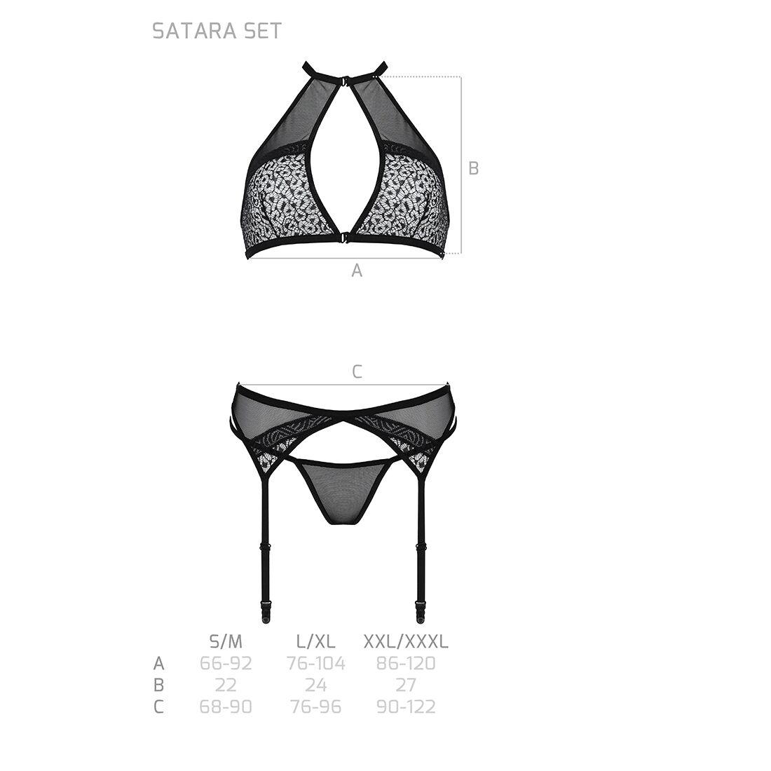 Комплект білизни Passion SATARA SET L/XL red, топ, пояс для панчіх, стрінги в DIDO
