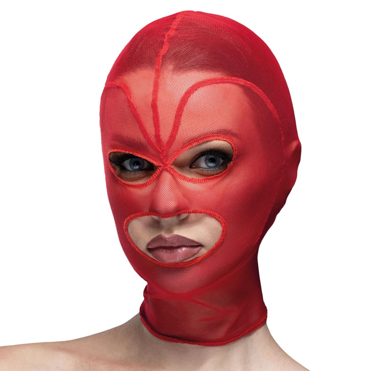 Маска серце сітка з відкритим ротом та очима Feral Feelings - Hearts Mask Red/Red в DIDO
