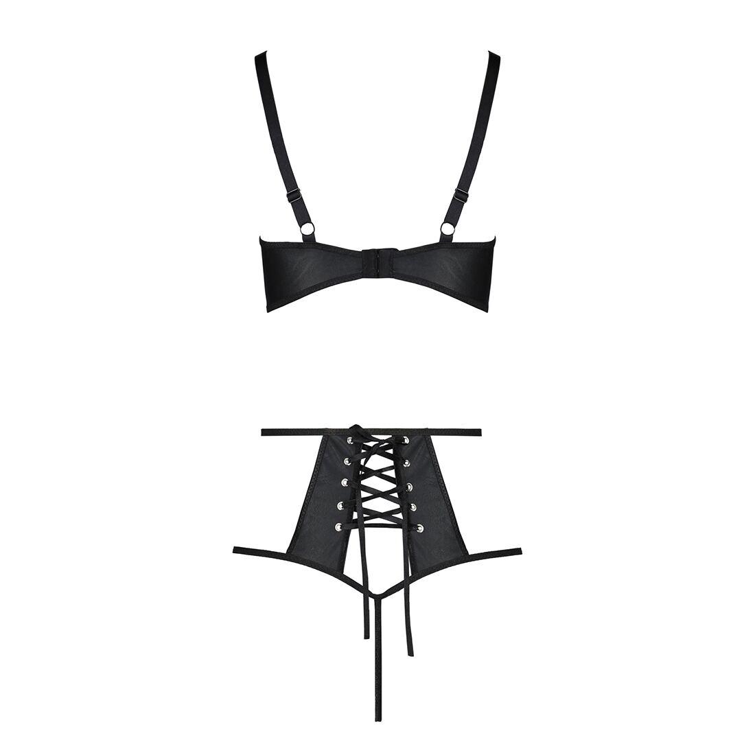 Комплект білизни Passion TASMINA SET XXL/XXXL black, ліф, високі трусики з корсетом ззаду в DIDO