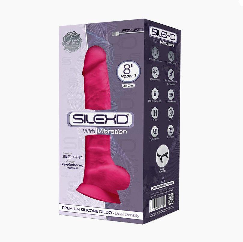 Фаллоимитатор с вибрацией SilexD Vetus Vibro Pink (MODEL 1 size 8in), двухслойный, диаметр 4,2см в DIDO