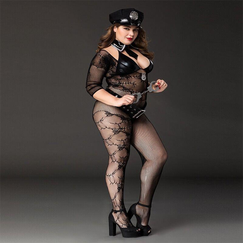 Костюм полицейской JSY «Фрау Марта» Plus Size Black, ремень, кепка, наручники, галстук в DIDO
