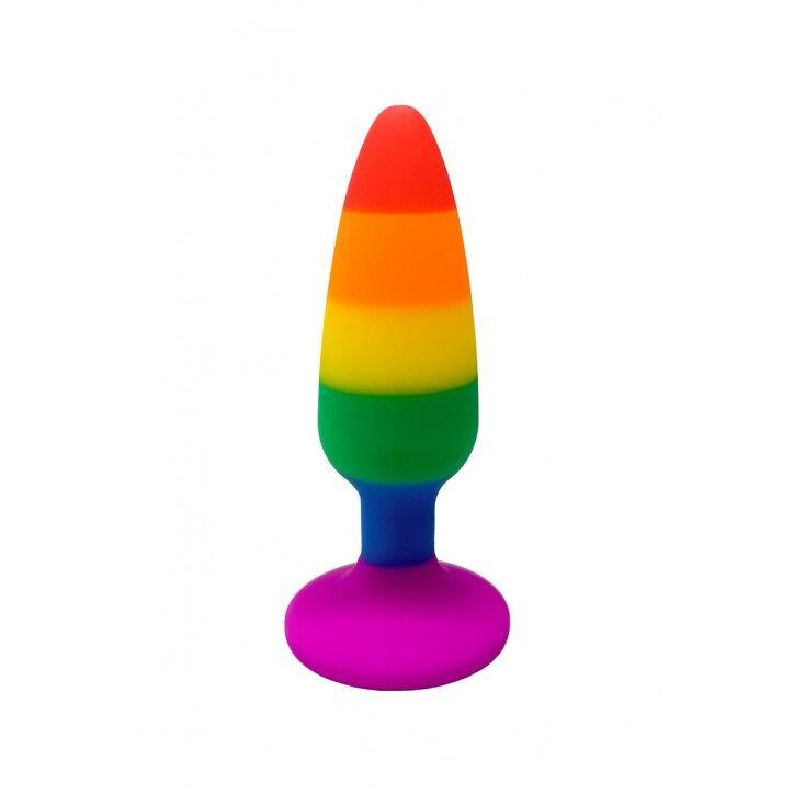 Силіконова анальна пробка Wooomy Hiperloo Silicone Rainbow Plug S, діаметр 2,4 см, довжина 9 см у DIDO
