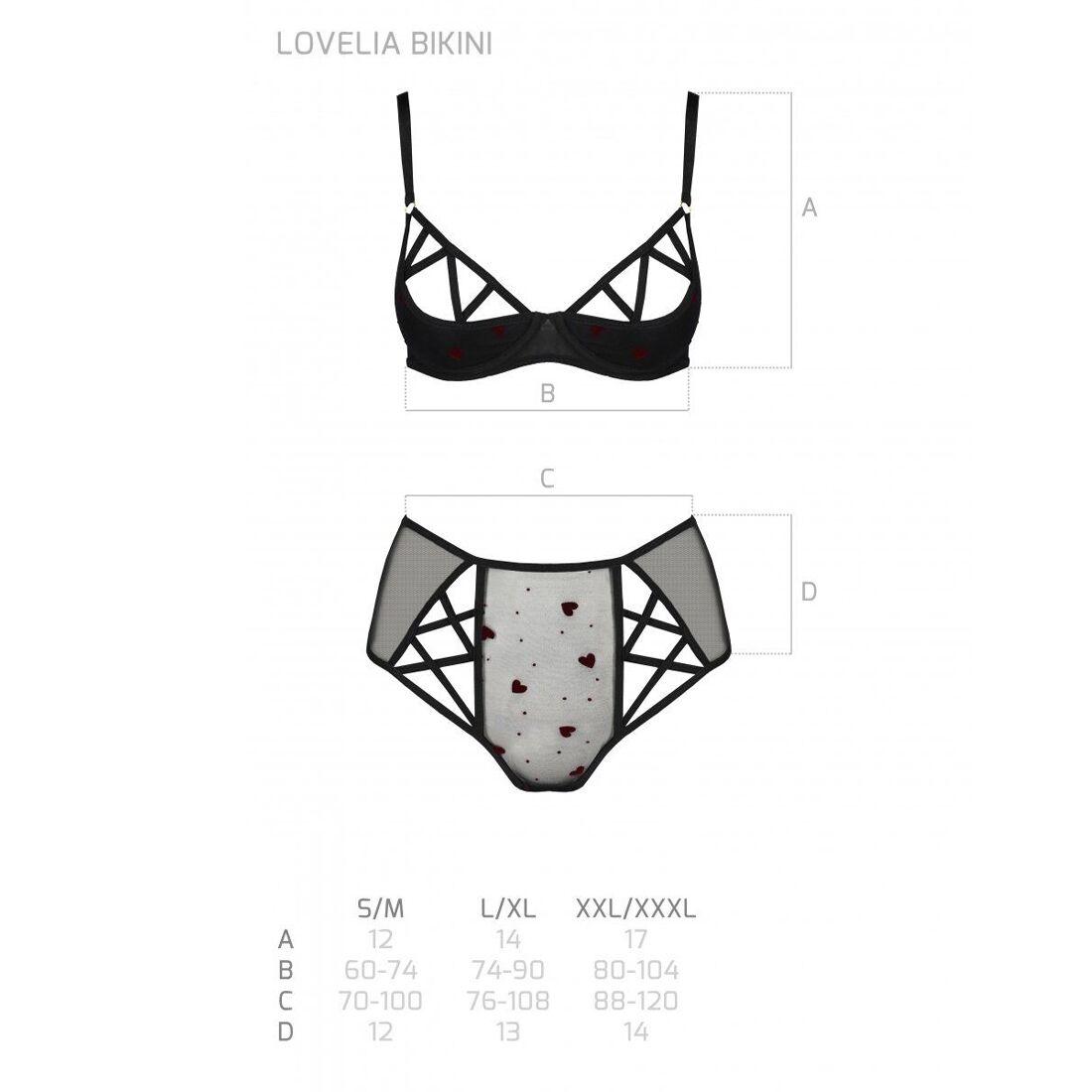 Эротический комплект с рисунком Passion LOVELIA BIKINI XXL/XXXL, black в DIDO