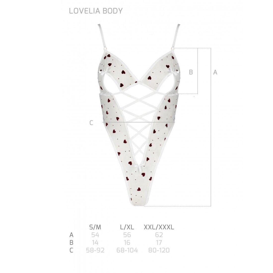 Еротичний боді з малюнком Passion LOVELIA BODY L/XL, white в DIDO