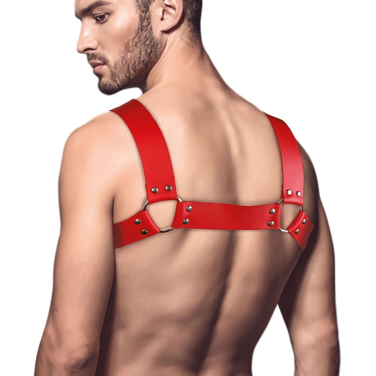 Чоловічі портупеї з натуральної шкіри Feral Feelings - Bulldog Harness Red в DIDO