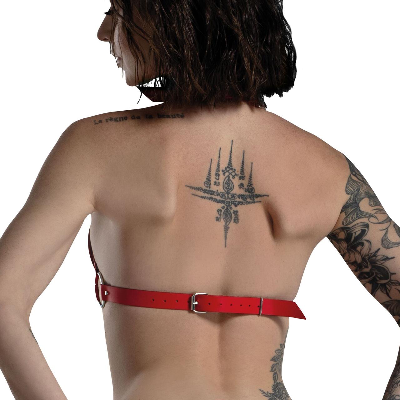 Лиф Сердце из натуральной кожи Feral Feelings - Hearts Bra Red в DIDO