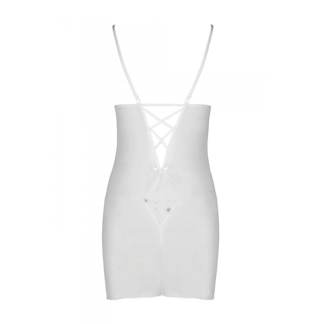 Рубашка з вирізами на грудях, стрінги Passion LOVELIA CHEMISE XXL/XXXL, white в DIDO