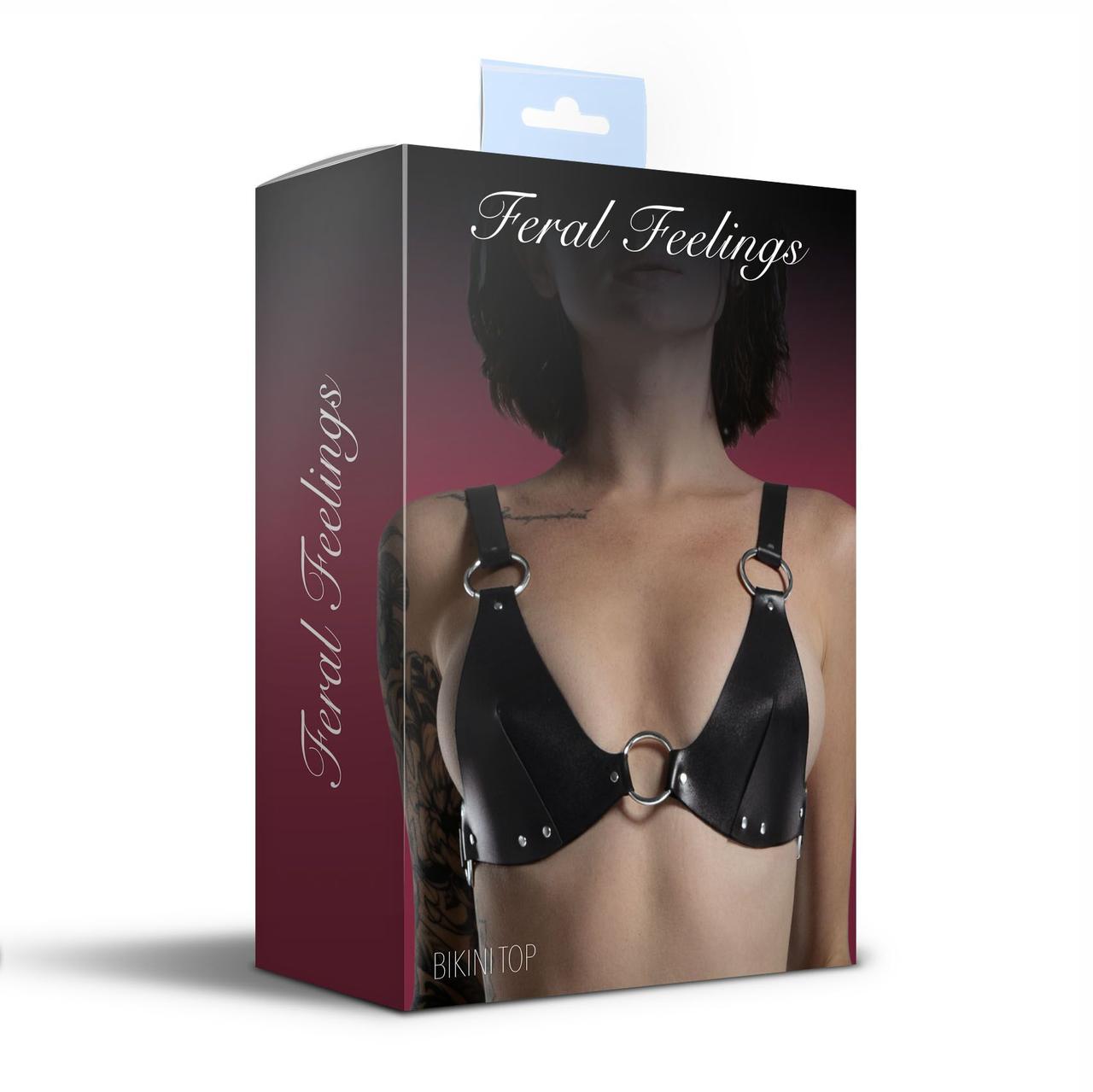 Ліф з натуральної шкіри Feral Feelings - Bikini Top Black в DIDO