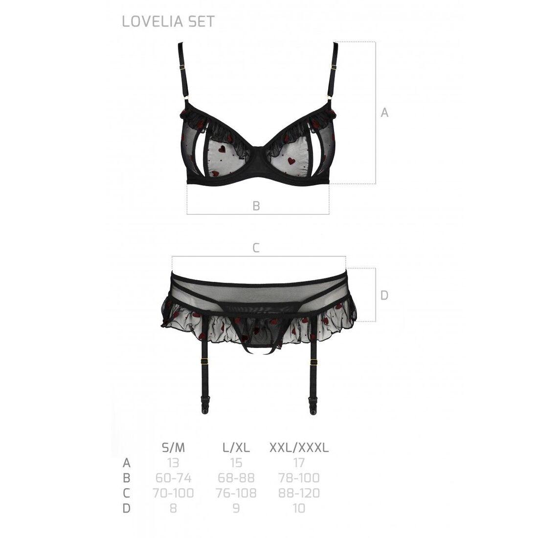 Сексуальный комплект с поясом для чулок Passion LOVELIA SET L/XL, black в DIDO
