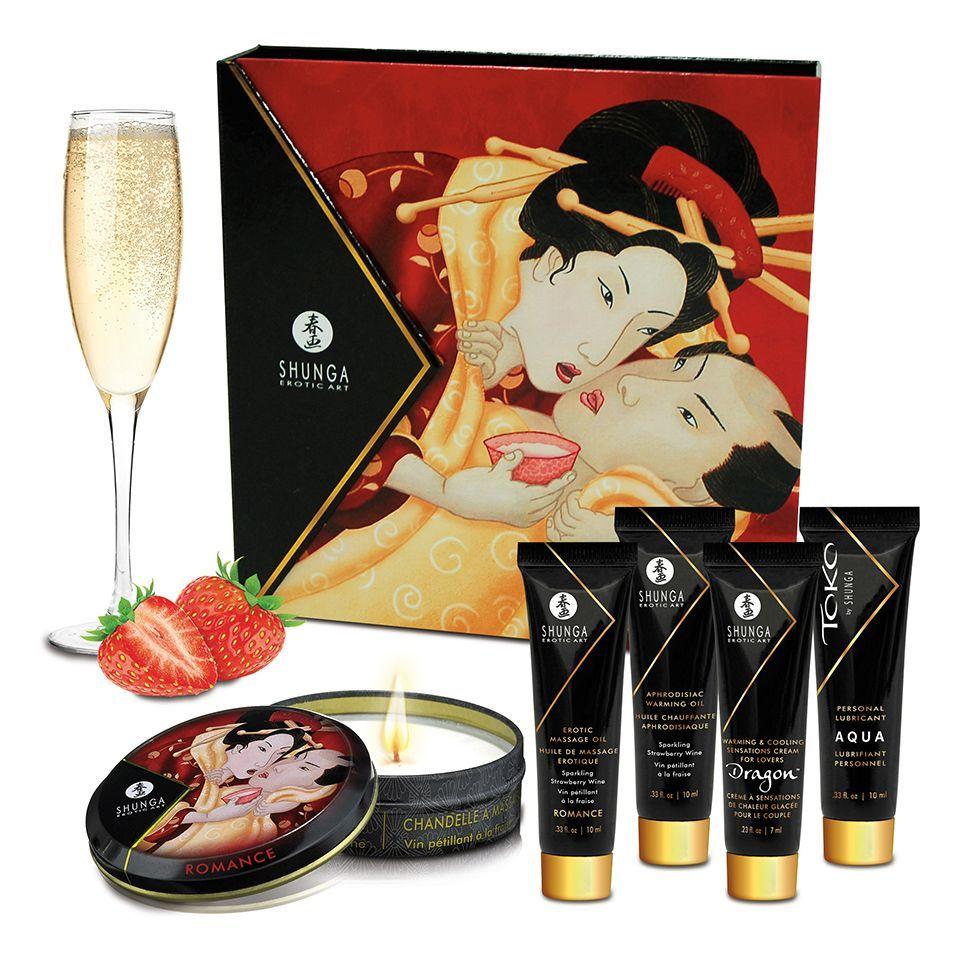Подарунковий набір Shunga GEISHAS SECRETS - Sparkling Strawberry Wine: для шикарної ночі вдвох у DIDO