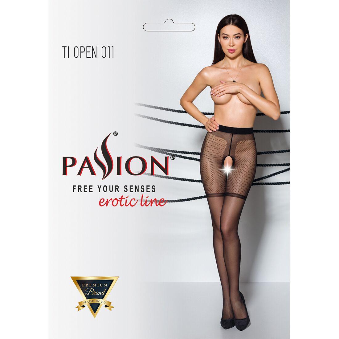 Колготки с открытым доступом, с контрастными шортиками Passion TIOPEN 011 3/4 (20 den), black в DIDO