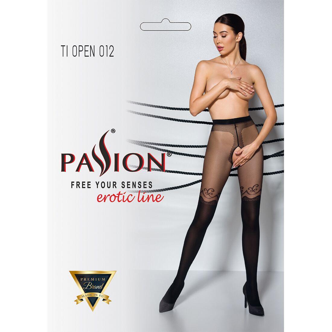 Колготки з відкритим доступом, подвійна щільність Passion TIOPEN 012 3/4 (20/40 den), black в DIDO