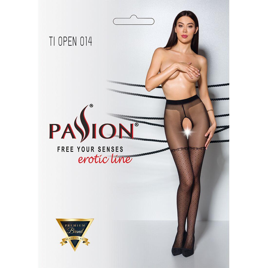 Колготки з відкритим доступом, імітація панчох Passion TIOPEN 014 5 (20 den), black в DIDO
