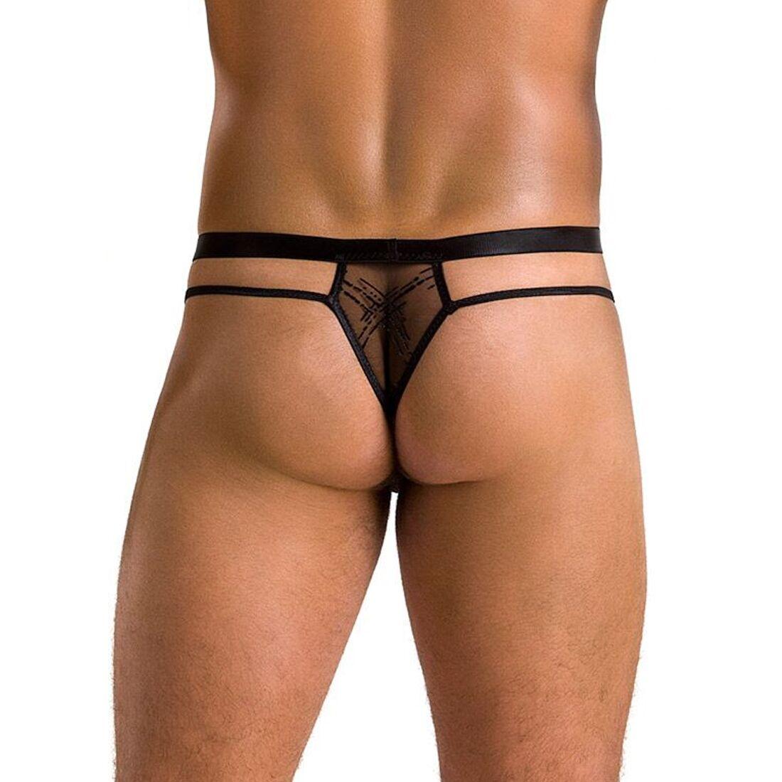 Мужские прозрачные стринги Passion 029 THONG COLLIN S/M Black, сетка в DIDO